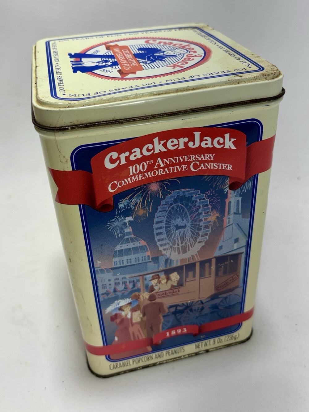 Cracker Jack 100th Anniversary Tin 1893-1993 Commemorative Canister Vintage